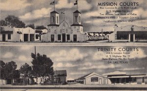 Great Vintage Dallas Motels, Mission, Trinity, of Dallas,Texas, TX ,Old Postcard