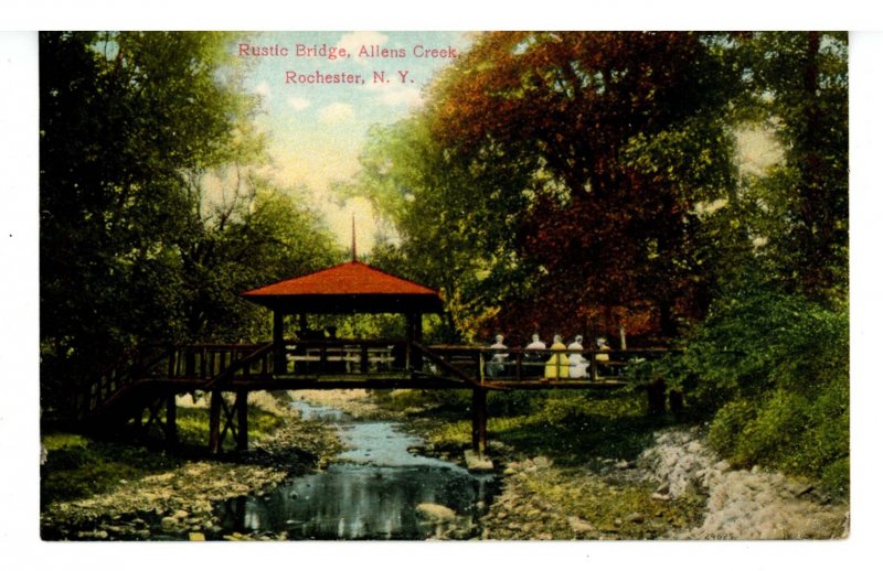 NY - Rochester. Allens Creek, Rustic Bridge