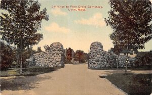 Entrance to Pine Grove Cemetery in Lynn, Massachusetts