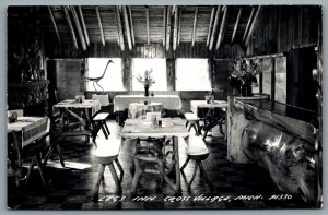 Postcard RPPC c1950s Cross Village MI Legs Inn Interior View Of Dining Area