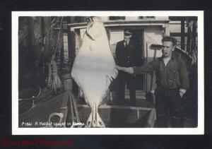 RPPC HALIBUT FISHING ALASKA FISH CATCH VINTAGE REAL PHOTO POSTCARD