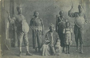 African chief ethnic types & warriors vintage postcard 