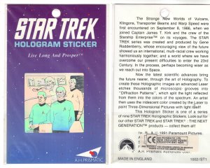 Star Trek Original, Bridge Crew Hologram Sticker, Live Long and Prosper, 1991