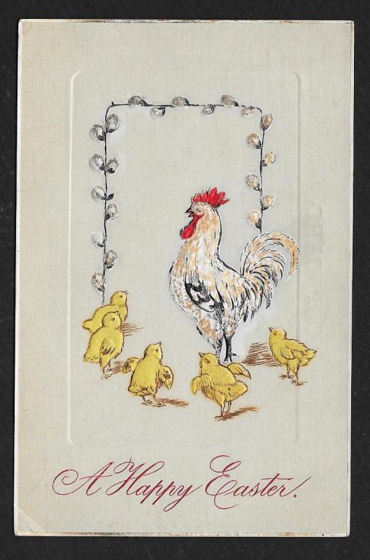 'Happy Easter' Chicks & Rooster Used c1909