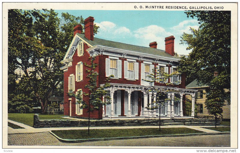 O. O. McIntyre Residence, GALLIPOLIS, Ohio, PU-1936