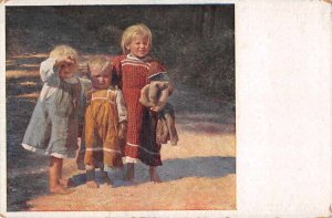 Barefoot Children Babies Vintage Postcard JF235117