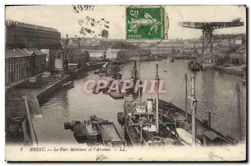Old Postcard Brest Military Bridge and Yacht & # 39Arsenal