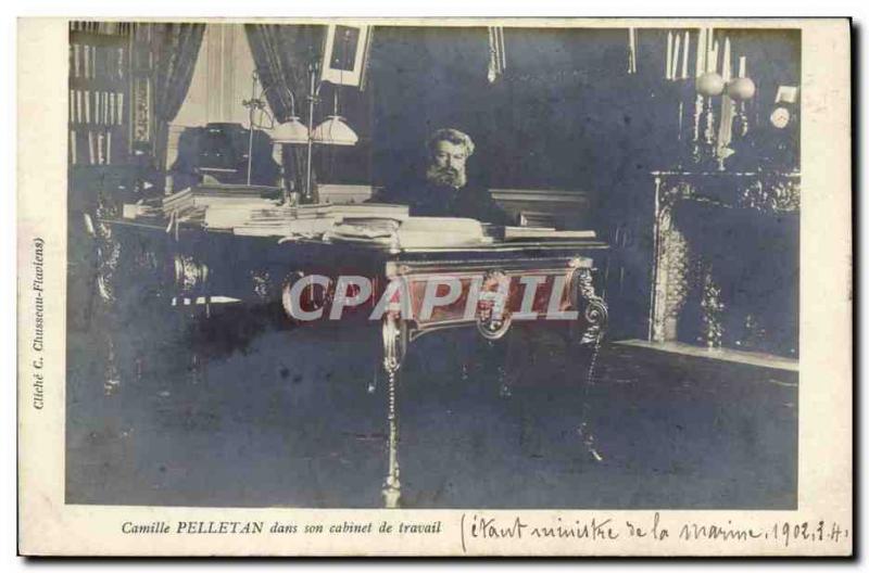 Old Postcard Camille Pelletan in his study