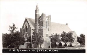 A13 KANSAS Ks Real Photo RPPC Postcard c40s ULYSEES M.E. CHurch Building