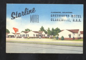 CLAREMORE OKLAHOMA STARLINE MOTEL VINTAE LINEN ADVERTISING POSTCARD ROUTE 66