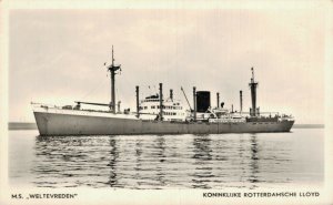 m.s Weltevreden Royal Rotterdam Lloyd Ship RPPC Vintage Postcard 07.47
