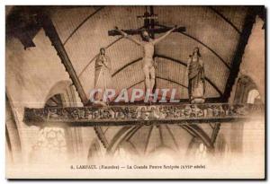 Old Postcard Lampaul (Finistere) Great carved beam (XVII century)