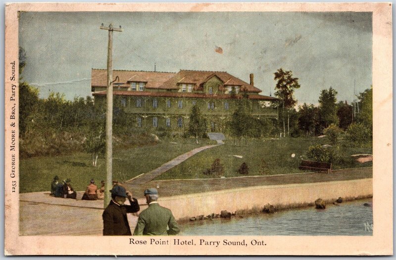 Postcard Parry Sound Ontario c1910s Rose Point Hotel by George Moore *as is*