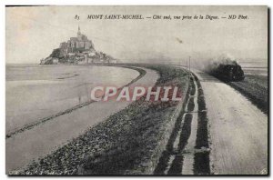 Old Postcard Mont Saint Michel Cote southern view from the Dam Train