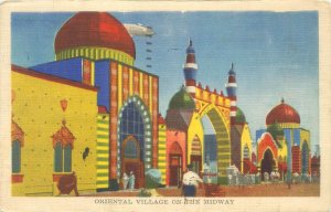 1933 Chicago World's Fair Oriental Village Postcard Century of Progess Stamp