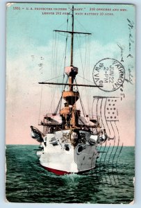 Postcard US Protected Cruiser Albany Steamer Cruise Ship 1908 Vintage Antique