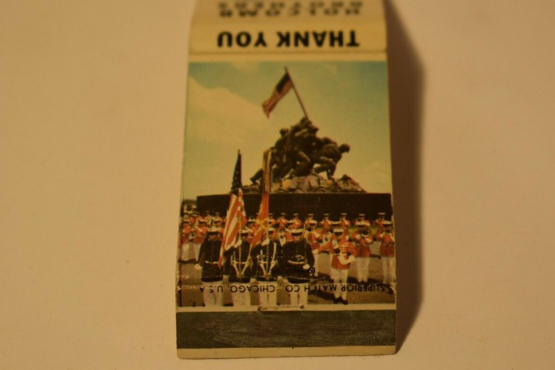 Holcomb Brothers Cartersville Georgia Marines Flags 20 Strike Matchbook Cover