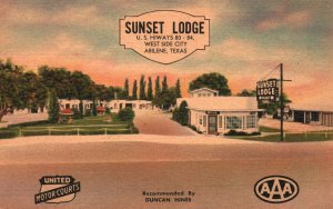 Vintage Postcard 1930s Sunset Lodge West Side City Abilene Texas by Duncan Hines