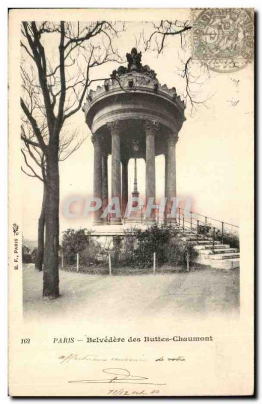 Paris Old Postcard Belvedere Buttes Chaumont