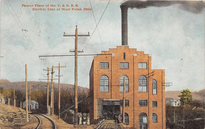 E82/ West Point Ohio Postcard Columbiana Co 1913 Power Plant Y&O Railroad 1
