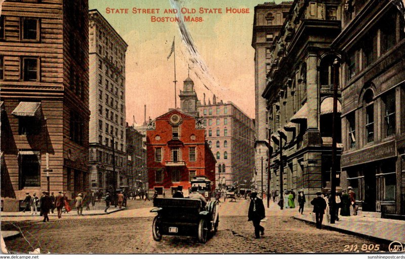 Massachusetts Boston State Street and Old State House 1911