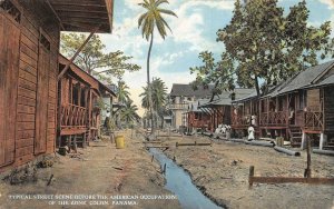 COLON PANAMA STREET VIEW BEFORE AMERICAN OCCUPATION POSTCARD 1915