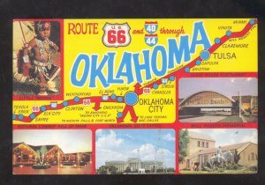 ROUTE 66 STATE OF OKLAHOMA MAP NATIVE AMERICAN POSTCARD 