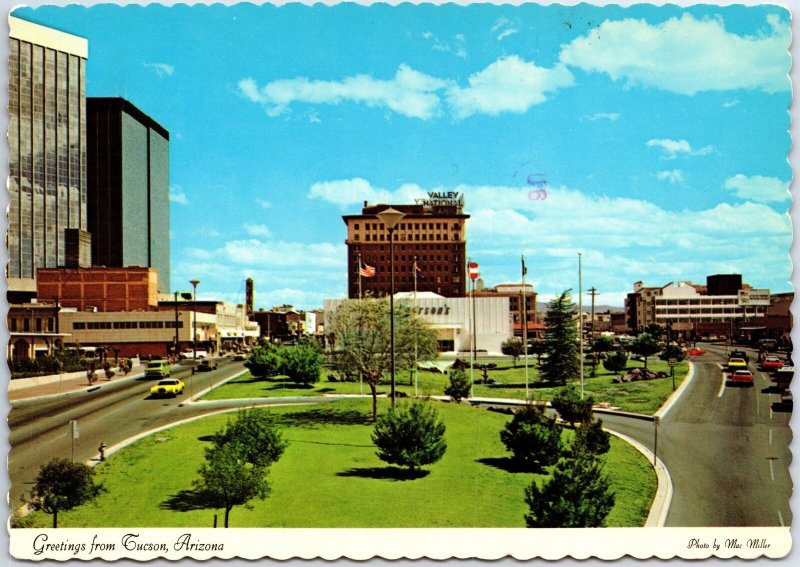 VINTAGE CONTINENTAL SIZE POSTCARD CENTRAL AREA OF TUSCON ARIZONA 1970s