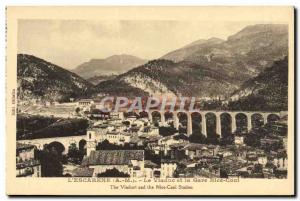 Old Postcard L & # 39Escarene Viaduct and Gare Nice Cuneo
