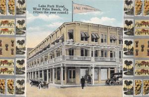 C15/ West Palm Beach Florida Fl Postcard c1915 Lake Park Hotel Building Pennant