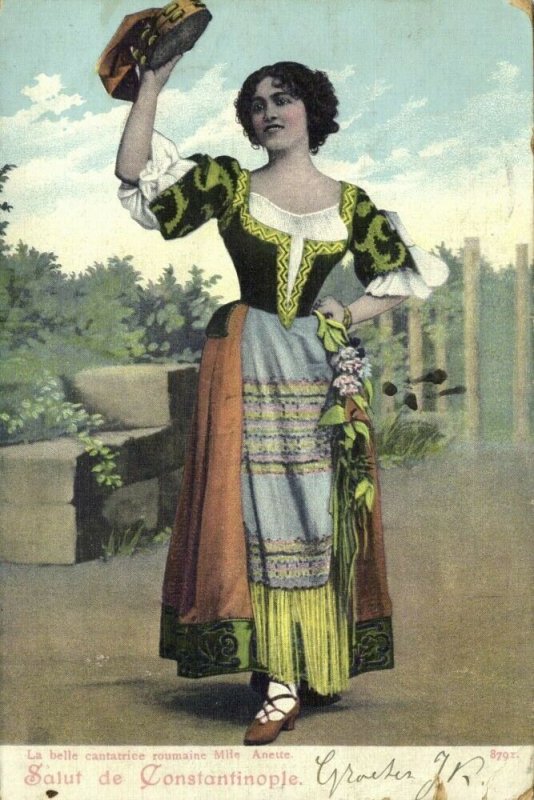 turkey, CONSTANTINOPLE, Beautiful Romanian Singer Mile Anette (1899) Postcard 