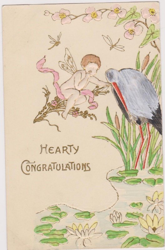 Stork & Cherub Fairy, Gold Detail , 00-10s