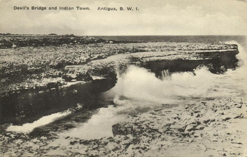 antigua, B.W.I., Devil's Bridge and Indian Town (1910s) Postcard