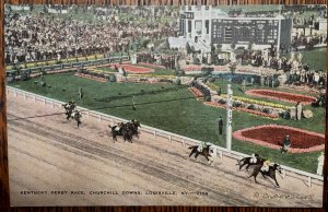 Vintage Postcard 1930-1945 Kentucky Derby Race, Churchill Downs, Louisville, KY