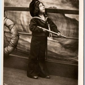 1906 Cute Little Girl Sailor RPPC Avast Ye Lubbers Robert McCrum Photo A156