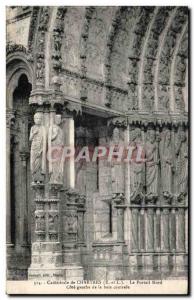 Old Postcard Cathedral of Chartres North Portal left Approval central bay