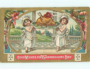 Pre-Linen Thanksgiving KIDS CARRY OUT TURKEY ON PLATTER AB4406