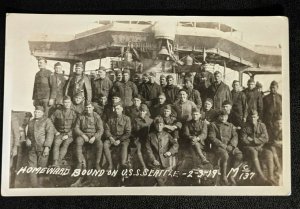 USS Seattle Soldiers Aboard Ship Homeward Bound Real Picture Photo Postcard