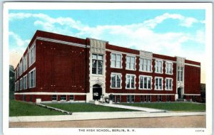 BERLIN, New Hampshire NH  ~ HIGH SCHOOL  ca 1940s  Coös County Postcard