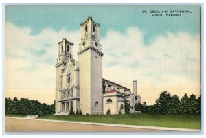 c1940s St. Cecilia's Cathedral Exterior Omaha Nebraska NE Unposted Tree Postcard