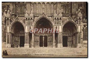 Old Postcard Chartres south Portal of the cathedral