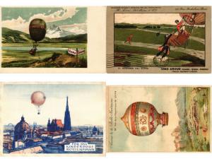 AIRCRAFT AVIATION  BALLONS BALLOONS ADVERTISING PUBLICITÉ 14 CPA 