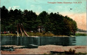 Vtg 1909 Toboggan Chutes Sacandaga Park New York NY Postcard