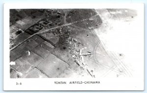 RPPC YONTAN AIRFIELD, Okinawa Japan ~ WWII Era MILITARY BASE 1940s   Postcard