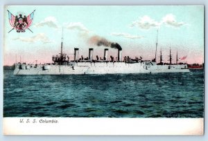 Postcard USS Columbia US Naval Battleship Warship Steamer c1905 Vintage Antique