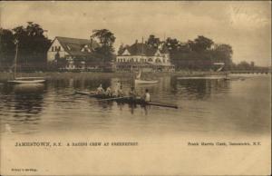 Jamestown NY Scull Boat Rowing Crew at Greenhurst c1905 TUCK Postcard