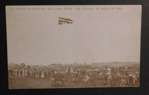 Mint Postcard RPPC Clifford B Harmon Flight over Spectators Biplane England