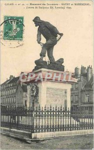 Old Postcard Calais Monument Rescuers Gavet and Mareschal