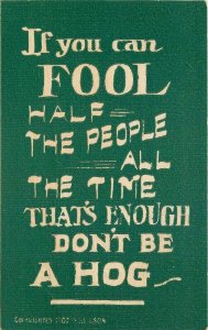 Arts Crafts Foot Half don't be hog saying Postcard 21-3796