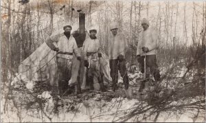 Russell Manitoba Four Men Hunters Guns Hunting c1912 RPPC Postcard H25